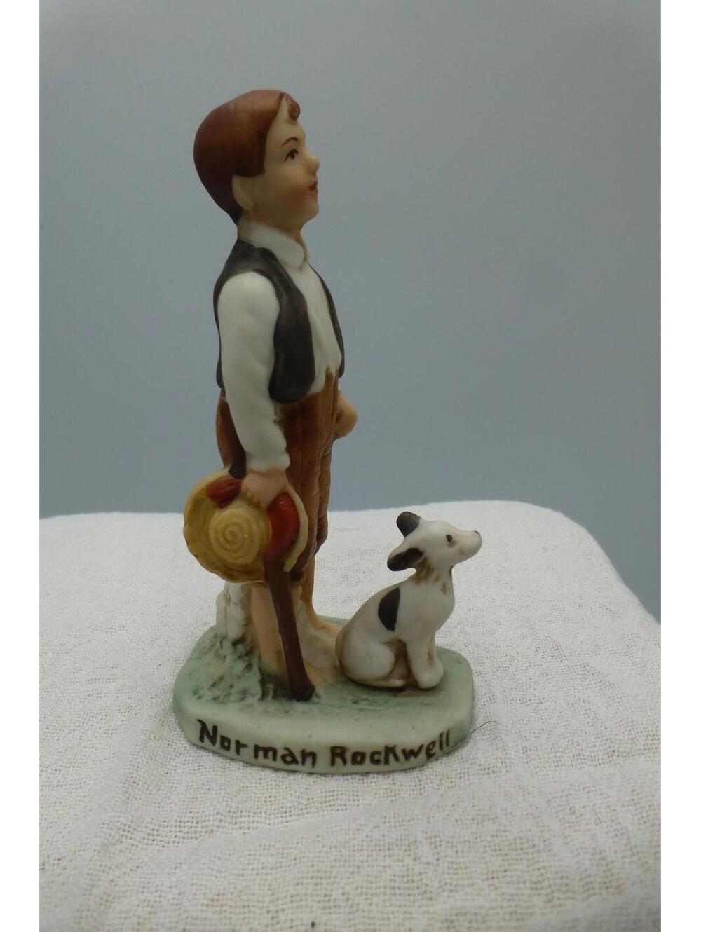 Norman Rockwell Springtime 1933 Miniature 3.75" Tall Boy with Dog C7